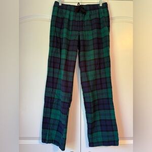 Plaid Flannel Pants EUC Wide Leg Flare Bootcut Pajama Pants Y2k Blue Gre…
